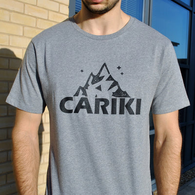 Grey Men's Organic Cotton T-Shirt | Cariki Mountain - Cariki Bamboo Clothing