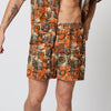 Mens Sustainable Tencel Orange Patterned Shorts