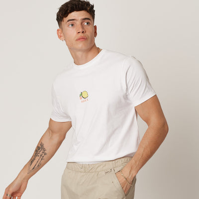 Mens White Organic Cotton Suck It Lemon T-shirt