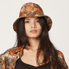 Womens Tencel Bucket Hat Orange Pattern